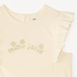 T-shirt manches courtes volanté print pailleté fantaisie pour bébé fille