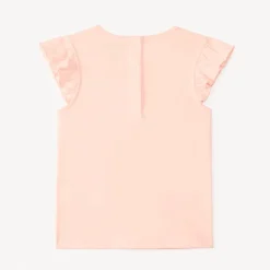 T-shirt manches courtes volantées print glace avec fleurs en relief pour bébé fille