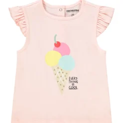 T-shirt manches courtes volantées en jersey avec print pour bébé fille
