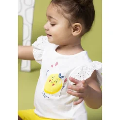 T-shirt à manches courtes volantées et poche imprimée