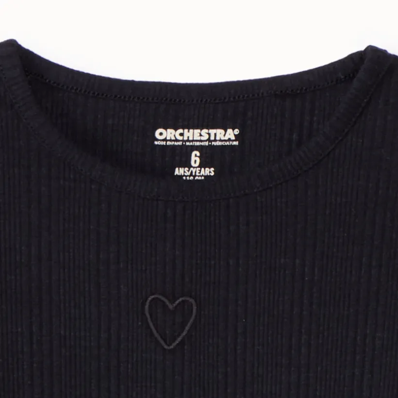 T-shirt manches longues avec cœur brodé pour fille