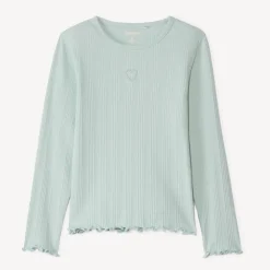 T-shirt manches longues avec cœur brodé pour fille