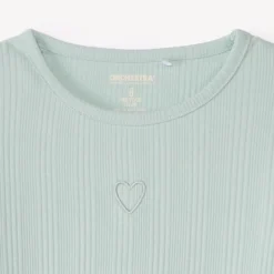 T-shirt manches longues avec cœur brodé pour fille