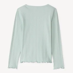 T-shirt manches longues avec cœur brodé pour fille