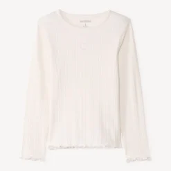 T-shirt manches longues avec cœur brodé pour fille