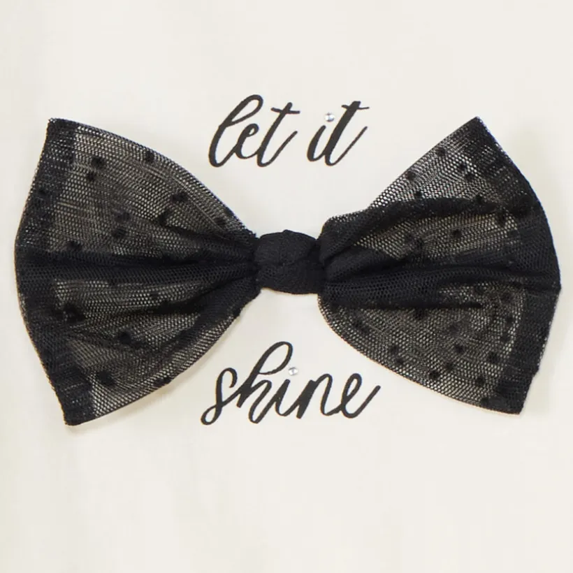 T-shirt manches longues avec nœud en tulle pour fille