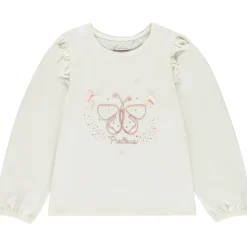 T-shirt manches longues avec papillon en cording pour fille