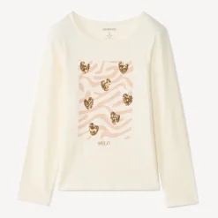 T-shirt manches longues avec sequins fantaisie pour fille