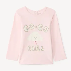 T-shirt manches longues bébé fille motif caniche