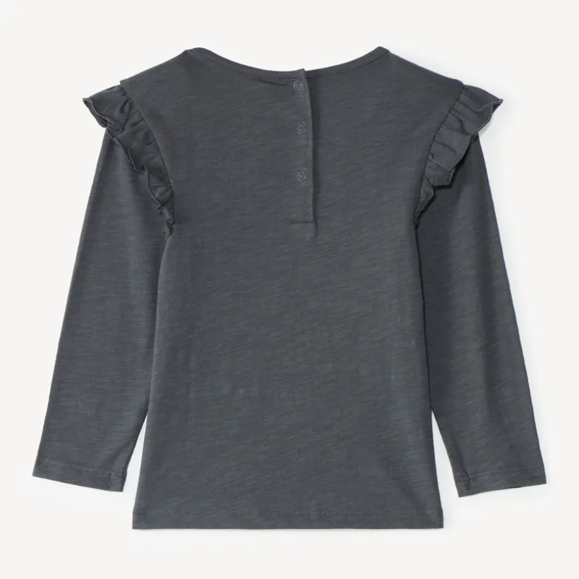 T-shirt manches longues bébé fille avec patch bouclette fantaisie