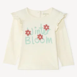 T-shirt manches longues bébé fille avec patch bouclette fantaisie