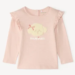 T-shirt manches longues bébé fille avec patch bouclette fantaisie