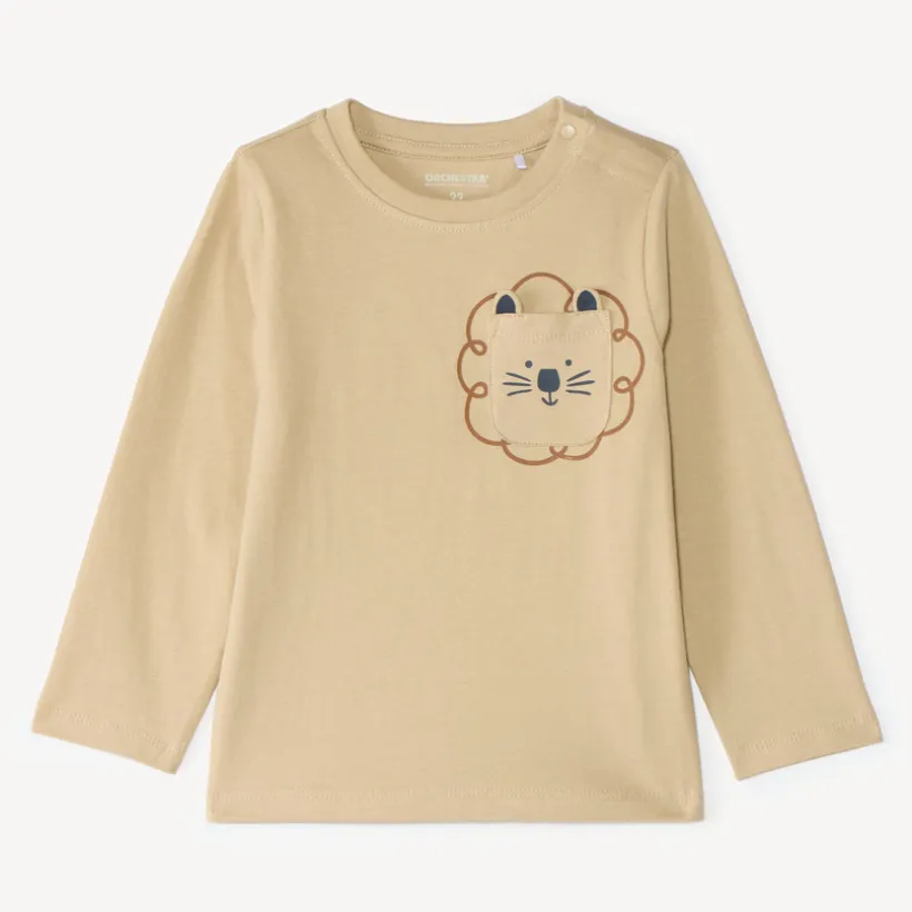 T-shirt manches longues bébé garçon avec poche ludique