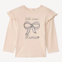 T-shirt manches longues à broderie dorée pour bébé fille