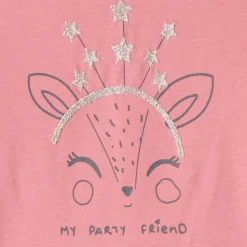 T-shirt manches longues à broderie dorée pour bébé fille