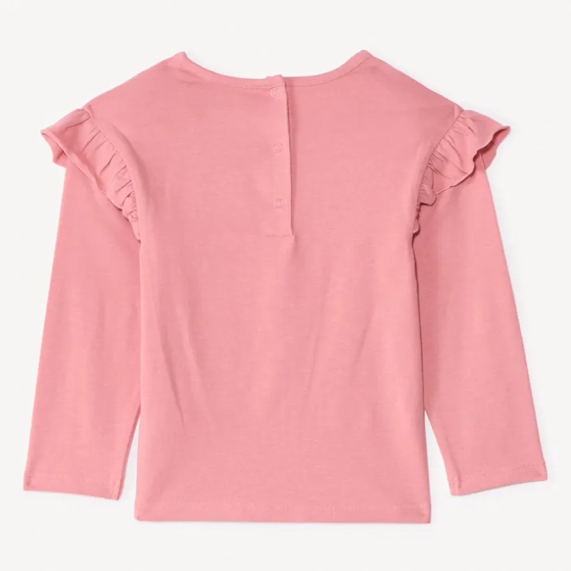 T-shirt manches longues à broderie dorée pour bébé fille