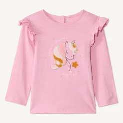 T-shirt manches longues à broderie bouclette pour bébé fille