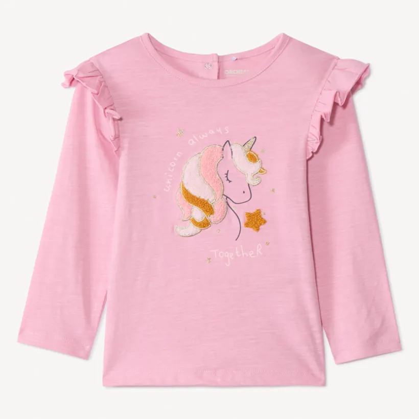 T-shirt manches longues à broderie bouclette pour bébé fille