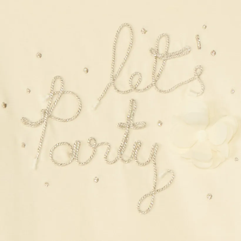 T-shirt manches longues à cording doré pour fille