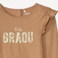 T-shirt manches longues à écriture brodé pour bébé fille