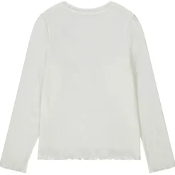 T-shirt manches longues côtelé broderie cœur pour fille
