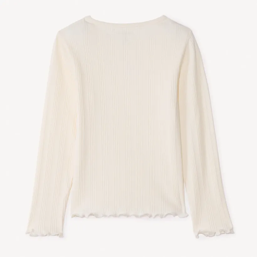T-shirt manches longues côtelé brodé cœur pour fille