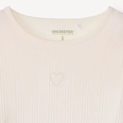 T-shirt manches longues côtelé brodé cœur pour fille