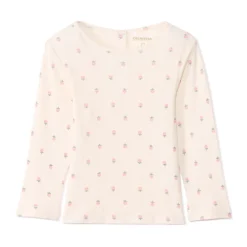 T-shirt manches longues côtelé imprimé fleurs pour bébé fille