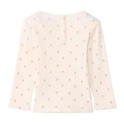 T-shirt manches longues côtelé imprimé fleurs pour bébé fille