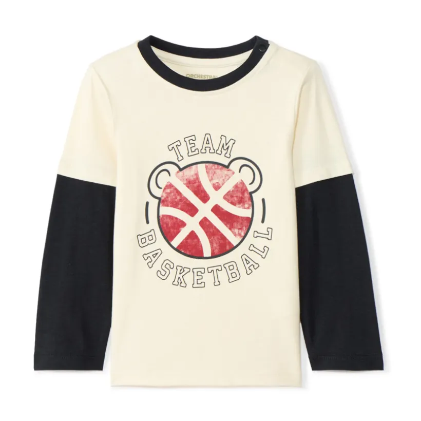 T-shirt manches longues effet 2 en 1 print basket pour bébé garçon