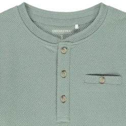 T-shirt manches longues en nid d'abeille et col tunisien pour garçon
