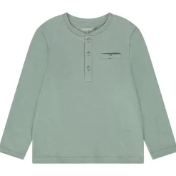 T-shirt manches longues en nid d'abeille et col tunisien pour garçon