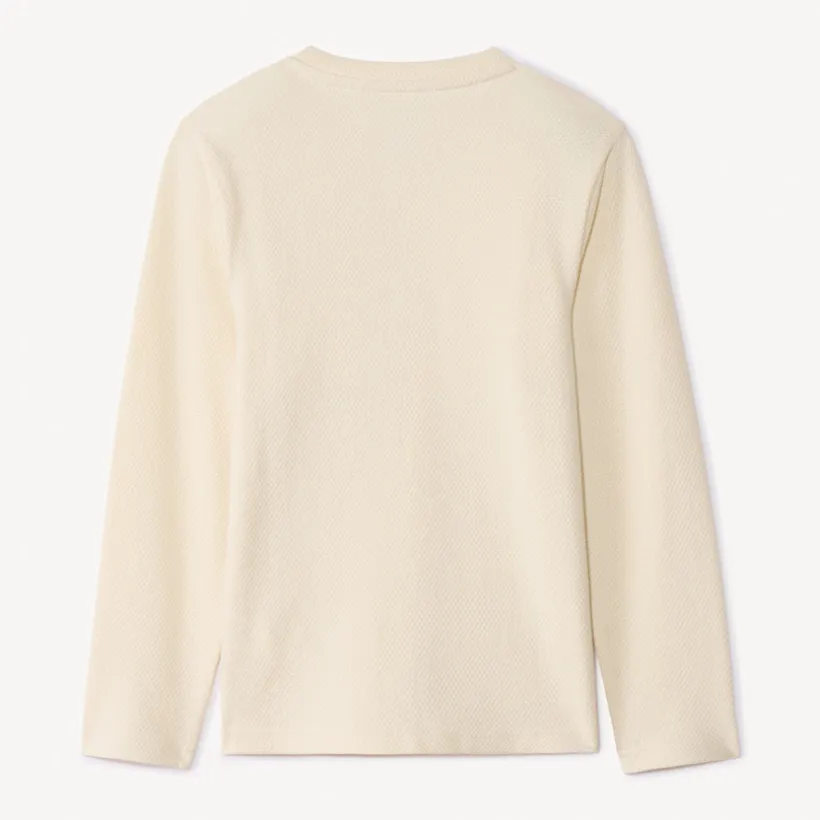 T-shirt manches longues en nid d'abeille et col tunisien pour garçon
