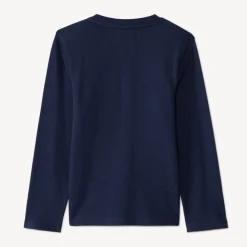 T-shirt manches longues en nid d'abeille et col tunisien pour garçon