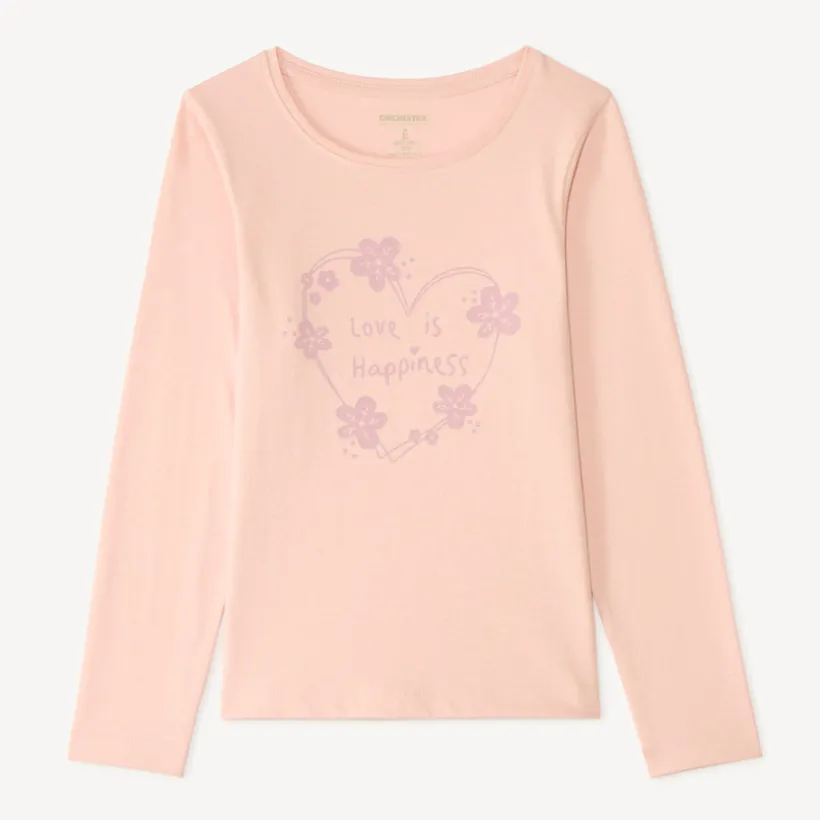 T-shirt manches longues fille imprimé fantaisie