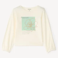 T-shirt manches longues fille à motif fleuri