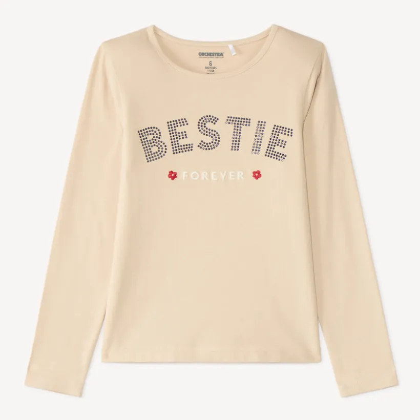 T-shirt manches longues fille print Bestie