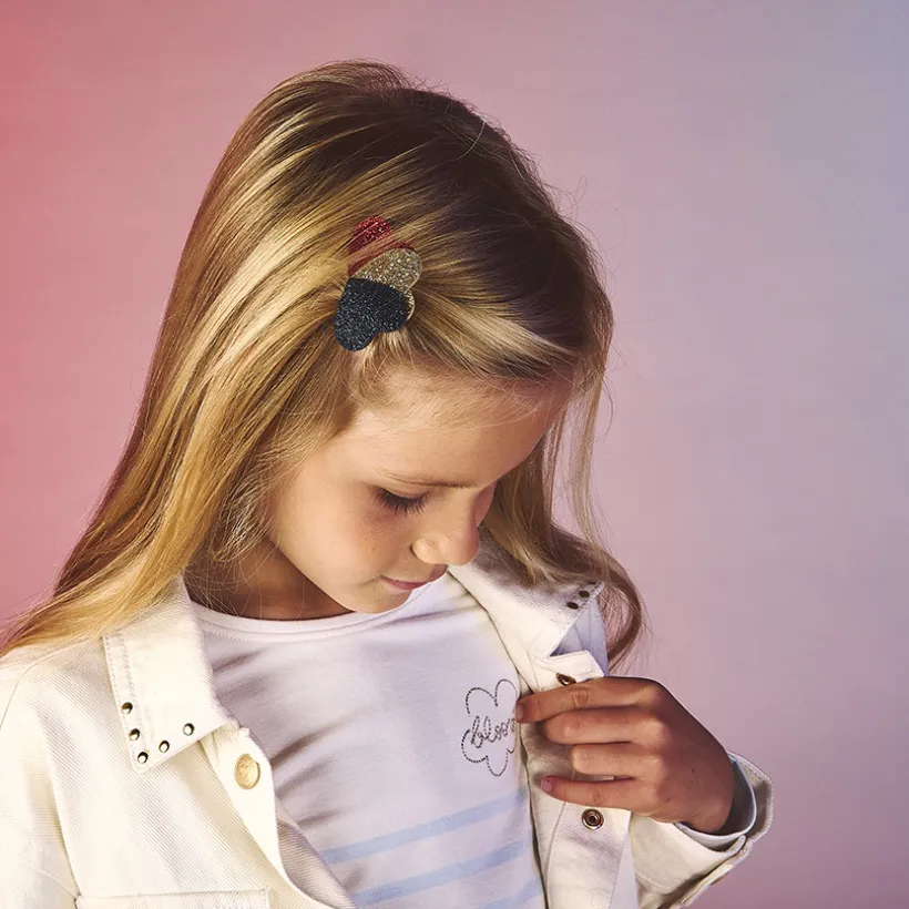 T-shirt manches longues marinière fantaisie pour fille