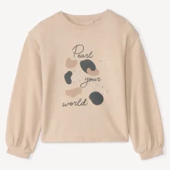 T-shirt manches longues oversize à strass pour fille