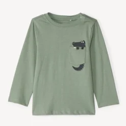 T-shirt manches longues à poche printé fantaisie pour bébé garçon