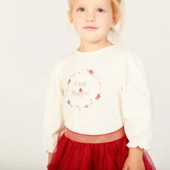 T-shirt manches longues printé et brodé pour bébé fille