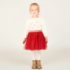 T-shirt manches longues printé et brodé pour bébé fille