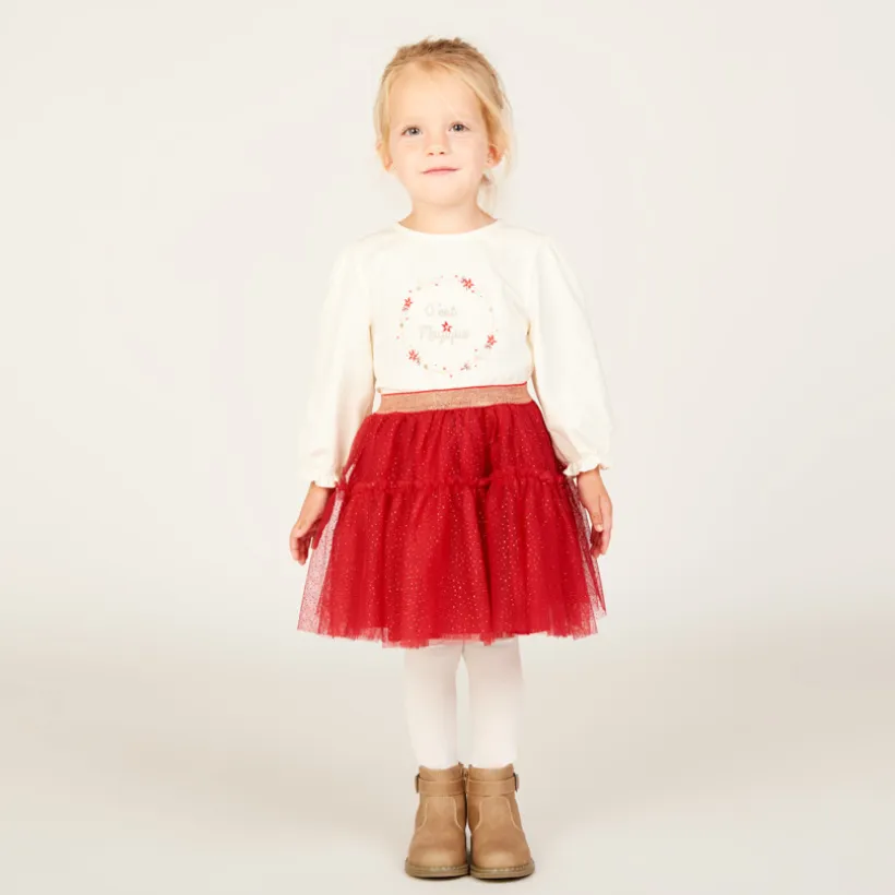 T-shirt manches longues printé et brodé pour bébé fille
