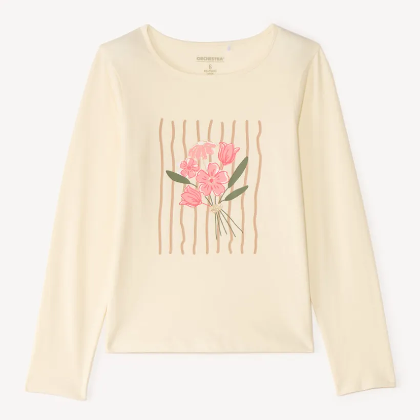 T-shirt manches longues print pailleté pour fille