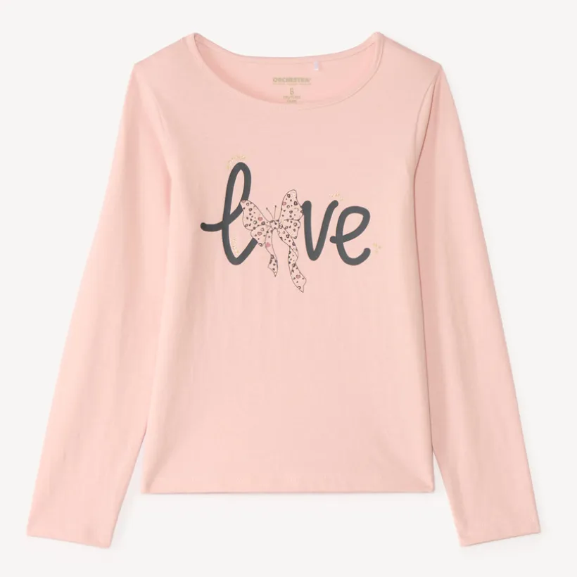T-shirt manches longues print pailleté pour fille