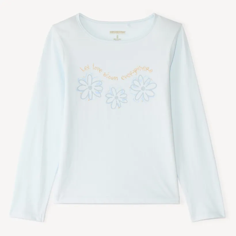 T-shirt manches longues print pailleté pour fille