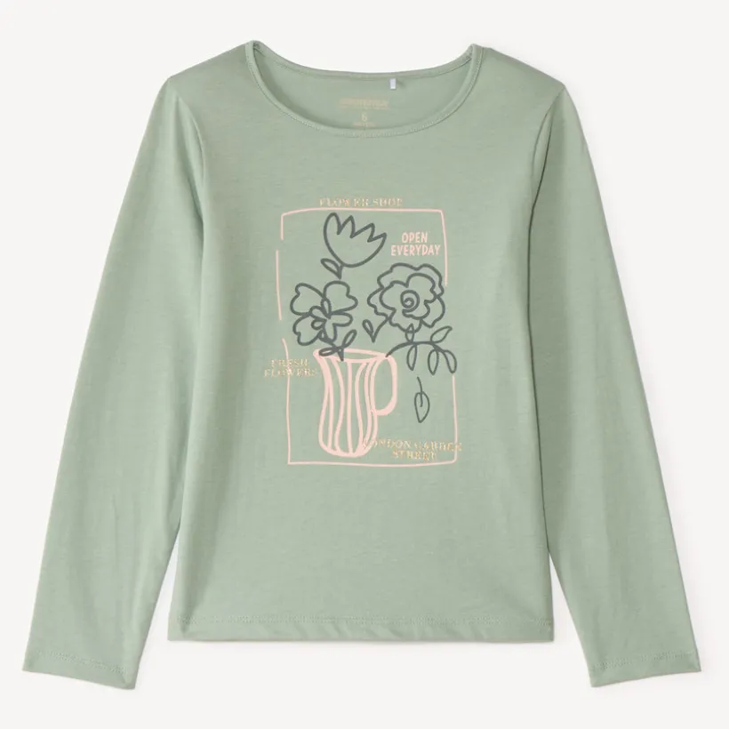 T-shirt manches longues print pailleté pour fille