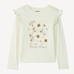 T-shirt manches longues print fleurs pour fille