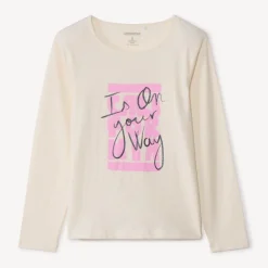 T-shirt manches longues à print pailleté pour fille