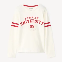 T-shirt manches longues print varsity pour fille